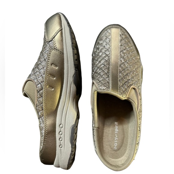 EASY SPIRIT Gold Removable Insole Arch Support Quilted Slip On Mules 8M NWOB - Picture 4 of 9